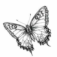 Minimalistic Butterfly Line Art Vector SVG Coloring