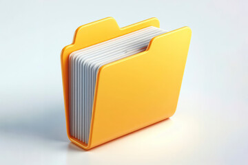 3d Yellow File Folder Isolated on white Background. ai generative