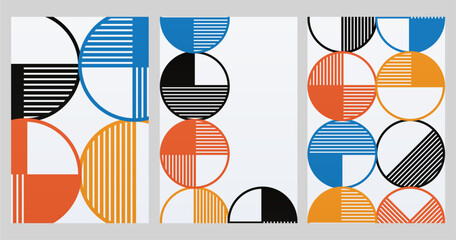 Geometric Bauhaus Artwork Background. Abstract Geometric Bauhaus Wall Decoration Poster. Mid Century Modern Wall Art