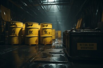 Radioactive waste containers. Generative AI