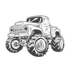 Monster Truck Retro vector Stock Illustration  001 © Teras One