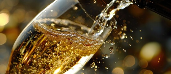 Uncork sparkling wine using champagne glass.