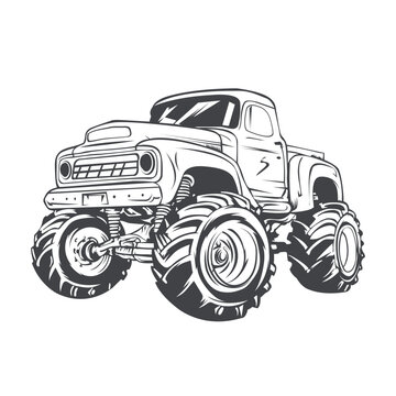 Monster Truck Retro vector Stock Illustration  001