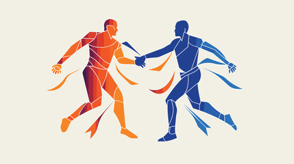 sportsmanship in a vector art piece showcasing players overcoming challenges, displaying fair play