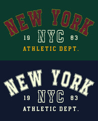 Vintage typography athletic league New York City state slogan print for graphic tee t shirt or sweatshirt - Vector