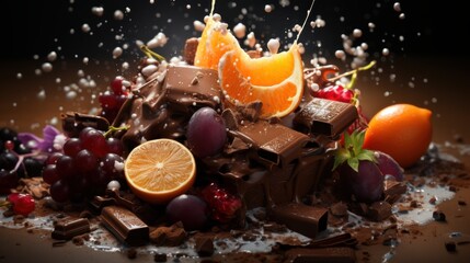 Food photography, many kinds of chocolate collide,