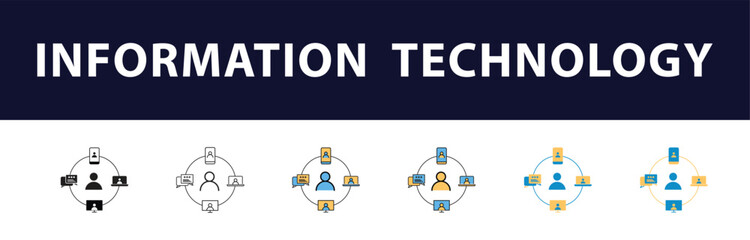 Dynamic IT Collection: Editable Stroke Icons for Network Systems, Communication, Online Computing, Web Content, Design, Software, Data Centers, Mobile Devices, and Apps – Sleek color fill Symbols, app