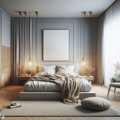 minimalist bedroom interior, incredibly detailed, intricate details, sharpen