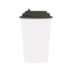 White delicious coffee paper cup icon. Drink vector illustration design 