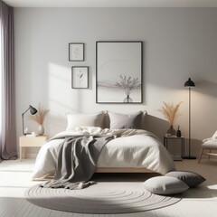 Minimalist bedroom with hints of lavender
