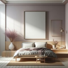 Minimalist bedroom with hints of lavender