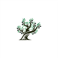 tree logo mark design. Organic nature icon. Natural plant emblem. Tree of life symbol. Vector illustration.