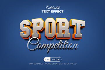 Sport Competition Text Effect 3D Style. Editable Text Effect,