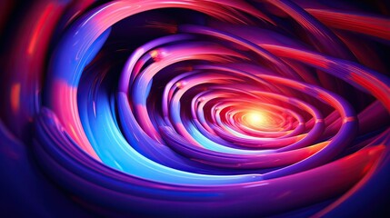 Obraz premium Abstract visualization portraying a dynamic vortex of neon light. Vibrant, energetic, futuristic, swirling, luminous, abstract representation. Generated by AI.
