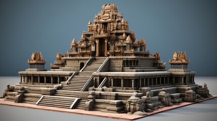 An impressive model capturing the grandeur of a majestic ancient temple. Architectural marvel, historical beauty, intricacy, scale model, remarkable craftsmanship. Generated by AI.
