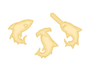 Shark cracker shape set. fish shaped cookies