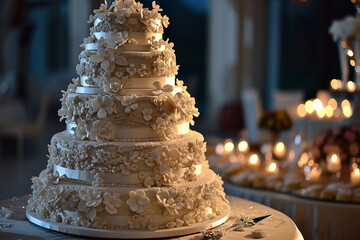 White wedding cake - obrazy, fototapety, plakaty