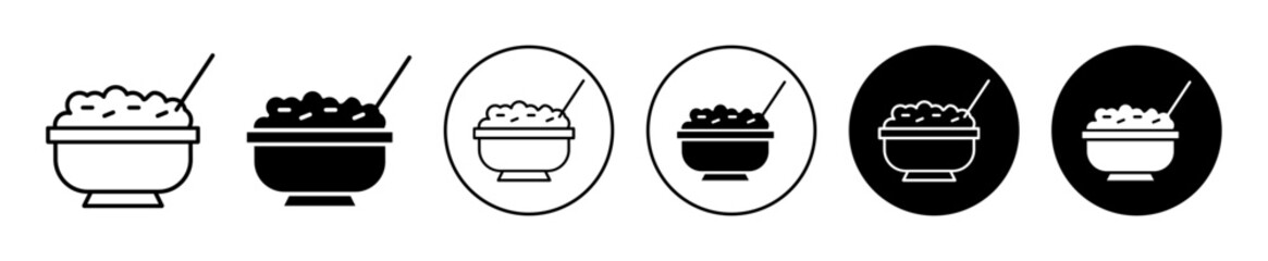 Granola cereal corn flakes oatmeal bowl line art icon vector in  white background isolated