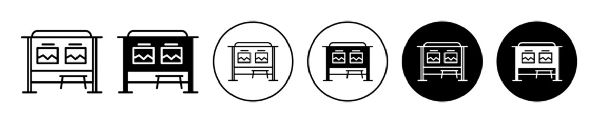 Bus stop shelter ad placement  icon symbol in flat simple line style 