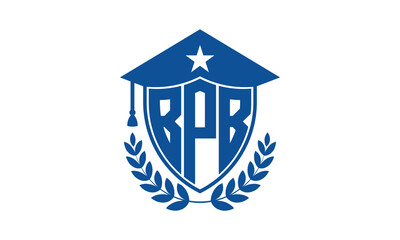 BPB three letter iconic academic logo design vector template. monogram, abstract, school, college, university, graduation cap symbol logo, shield, model, institute, educational, coaching canter, tech