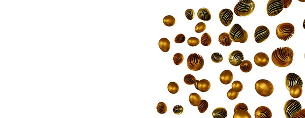 Pile of golden eggs. 3d render illustration.