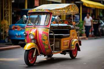 tuk-tuk taxi in thailand street, Genereative AI