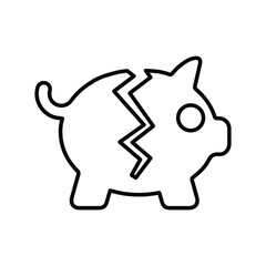 Savings broken, broken, cracked icon