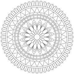 Leaf Flower Petal Coloring Mandala Art Simple Graphic Shape Vector Floral Oriental Outline Vintage Decorative Elements Pattern Illustration Islam Arabic Indian Turkish Mystic Religion Morals Lotus