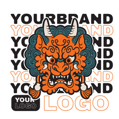 Hand Drawn Foo Dog Illustration Stock Vector	