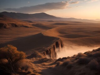 Naklejka premium sunset in the desert