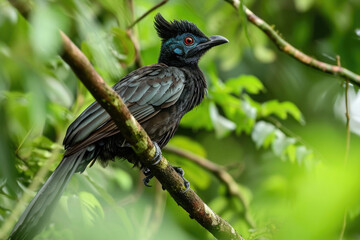 The Sumatran Ground Cuckoo is a rare and elusive bird with a striking appearance
