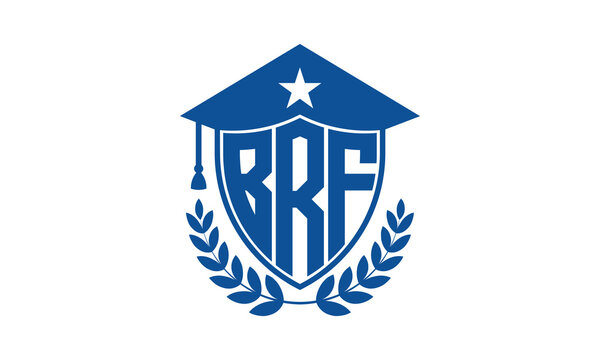 BRF three letter iconic academic logo design vector template. monogram, abstract, school, college, university, graduation cap symbol logo, shield, model, institute, educational, coaching canter, tech