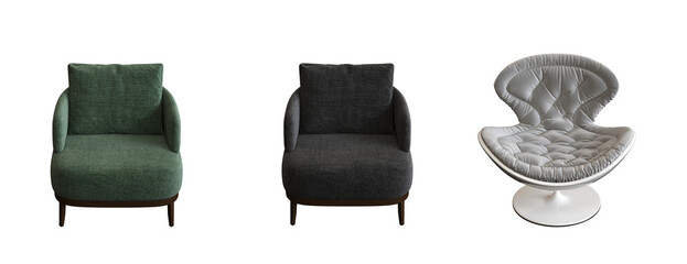 armchair isolate on a transparent background, interior furniture, 3D illustration, cg render