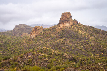 Fototapeta na wymiar Rainy Weather in the Central Arizona Desert, America, USA.