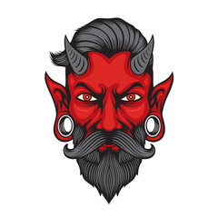 devil head mascot vector art illustration design