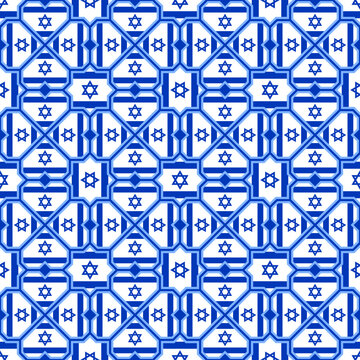 stars and hearts pattern of israel flag. vector illustration
