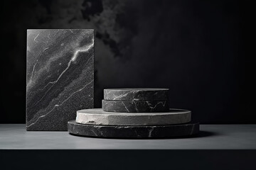 Stone podium in nature for product display