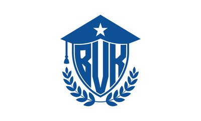 BVK three letter iconic academic logo design vector template. monogram, abstract, school, college, university, graduation cap symbol logo, shield, model, institute, educational, coaching canter, tech