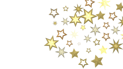 Gleaming Celestial Display: 3D Gold Stars Rain Illustration Mesmerizes