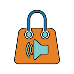 Speaker shopping, shopping bag, seo and web icon , Perfect use for print media, web, stock images, commercial use or any kind of design project.