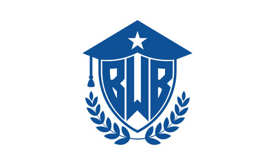 BWB three letter iconic academic logo design vector template. monogram, abstract, school, college, university, graduation cap symbol logo, shield, model, institute, educational, coaching canter, tech