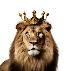 Half-Body Close-Up Photo of a Lion, Crowned as the Monarch, Majestic King of the Jungle, Isolated on Transparent Background, PNG