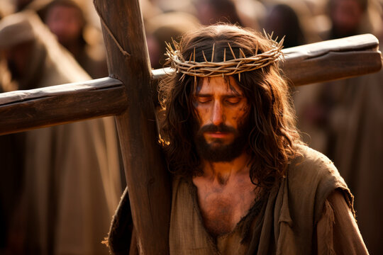 Jesus with the cross on his shoulders