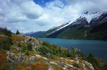 Fototapeta na wymiar Nature of Patagonia, View of the Del Desierto Lake in thouth Argentina