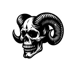 Vector logo of an evil skeleton. black and white logo of a scary skull. professional logo for tattoos, emblems, logos