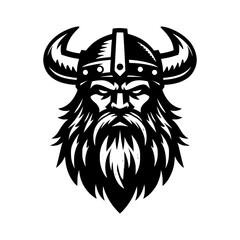 Fototapeta premium Vector logo of a Viking head. black and white logo of Norse guy. suitable for tattoo, emblems, logo