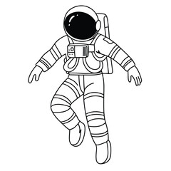 Hand drawn doodle astronaut. Outline astronaut isolated on white background. Hand drawn vector art. © clelia-clelia