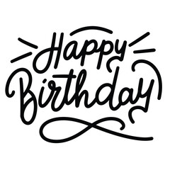 Happy Birthday concept banner. Handwriting inscription Happy Birthday. Hand drawn vector art.