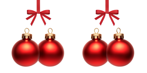 Red Christmas ball decoration baubles isolated on transparent background PNG