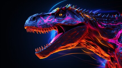 Allosaurus animal neon Color AI Generated pictures